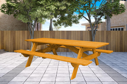 94" Natural Solid Wood Outdoor Picnic Table