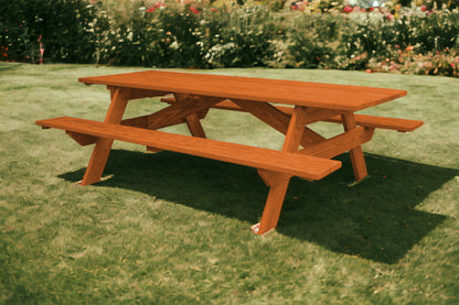 94" Red Solid Wood Outdoor Picnic Table