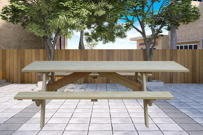 94" Natural Solid Wood Outdoor Picnic Table