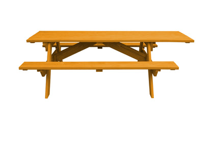 94" Natural Solid Wood Outdoor Picnic Table with Umbrella Hole