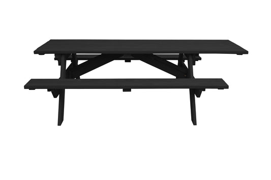 94" Charcoal Solid Wood Outdoor Picnic Table