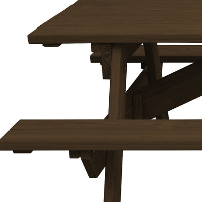 94" Dark Brown Solid Wood Outdoor Picnic Table