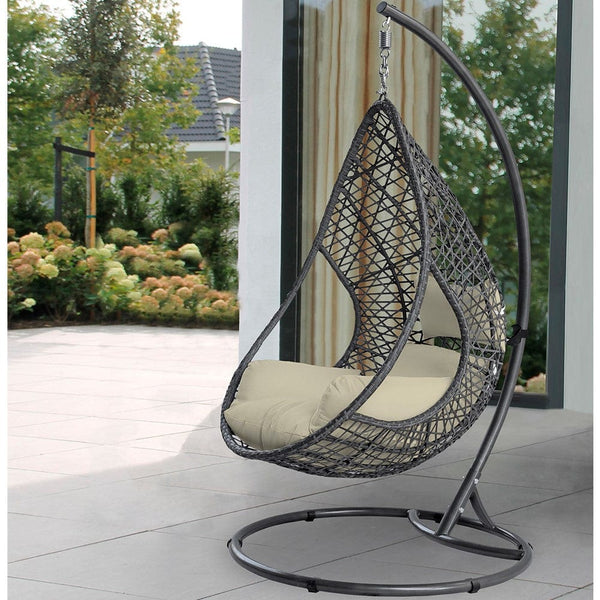 Whiteline Bravo Outdoor Egg Chair - GRY/WHT