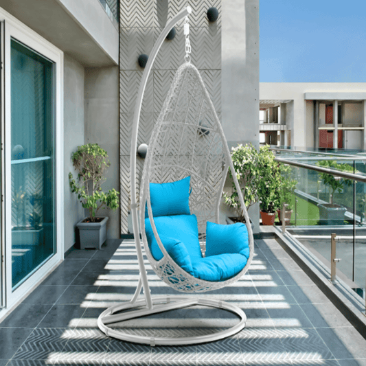 Whiteline Bravo Outdoor Egg Chair - WHT/BLU